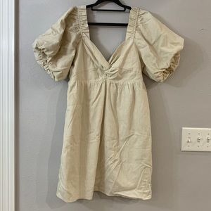 Ladies Moodie Natural Color Linen Mini Dress Size L. NWT